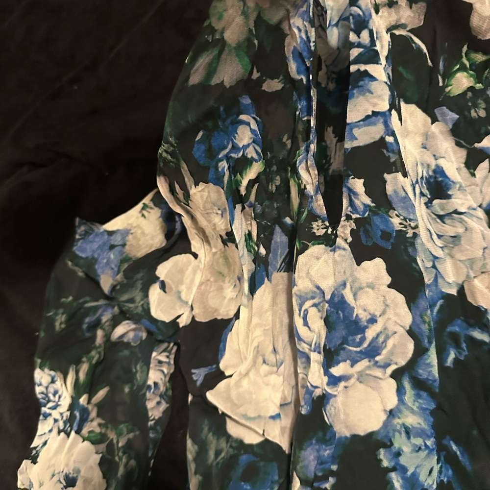 ZARA Romantic Sheer Floral Tie Neck Blouse Dark Academia Coquette Top XS S - Picture 5 of 5